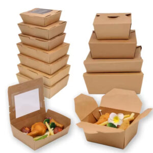 kraft paper food containers with single pet window